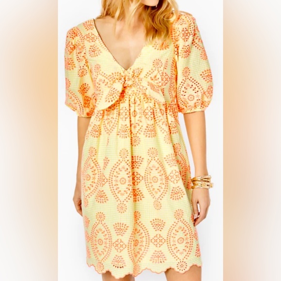 Lilly Pulitzer Dresses & Skirts - NWT - Lilly Pulitzer Sarafina Puff Short Sleeves Eyelet Mini Dress Size 6